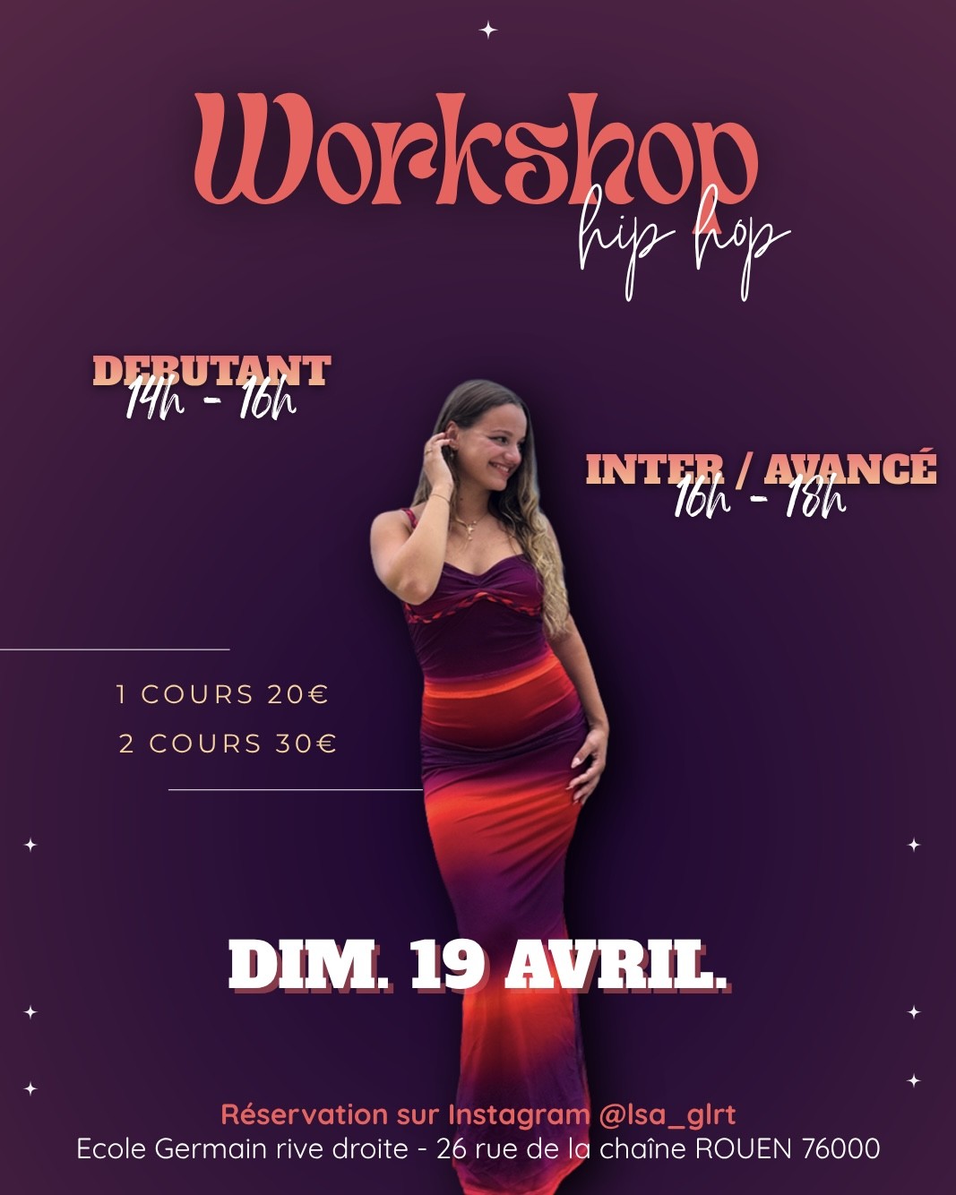 Affiche Workshop Hip Hop avec Lisa - Stage danse Rouen