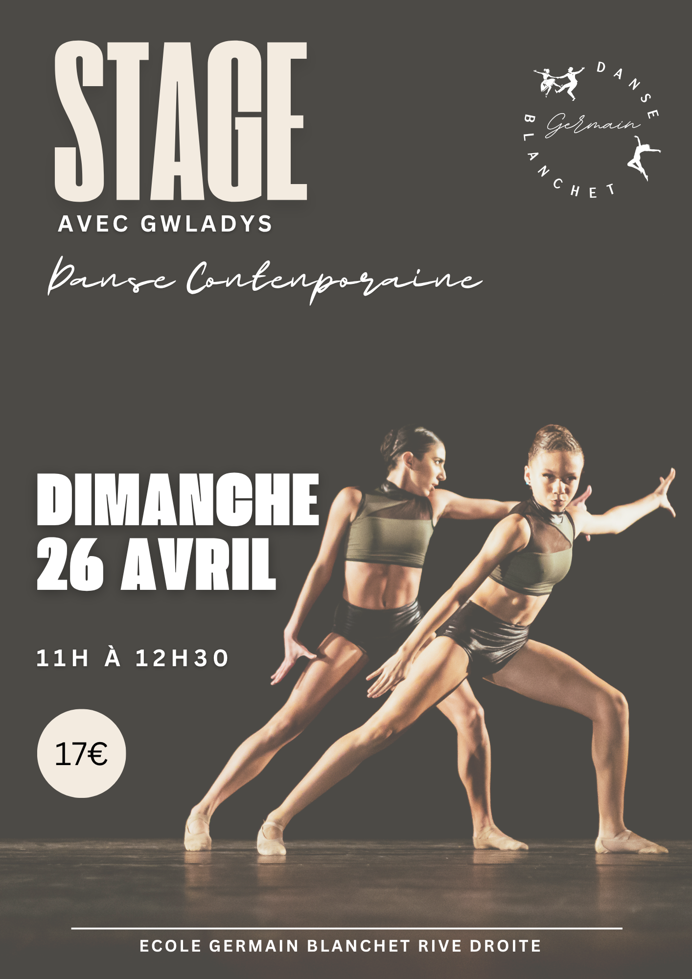 Affiche Stage Contemporain avec Gwladys – École de danse Rive Droite Rouen
